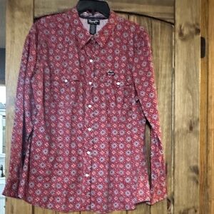 Wrangler Red Patterned Button-Up Shirt